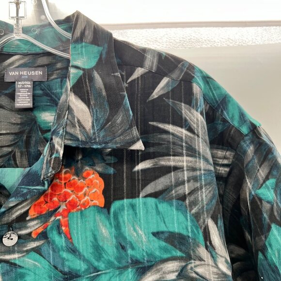 Van Heusen Men's Tropical Button Up Shirt Short Sleeve Size XLT - Picture 4 of 9